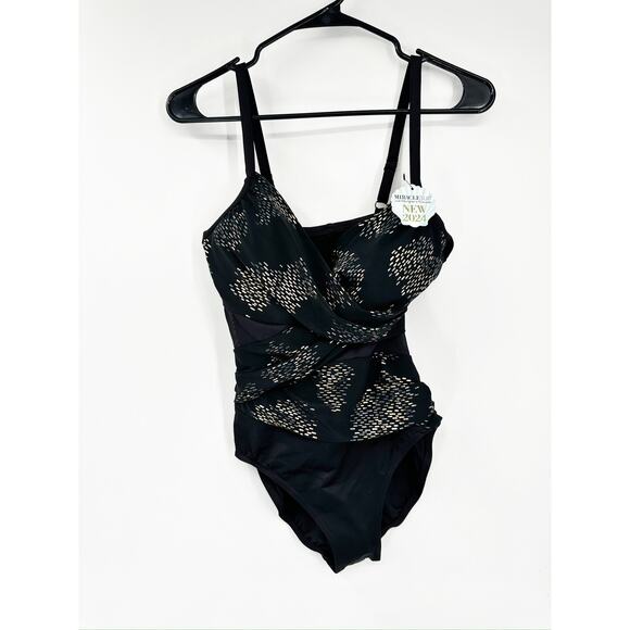 Miraclesuit Mystique Black One Piece Swimsuit in Iridium Size 10 NWT - Picture 3 of 8